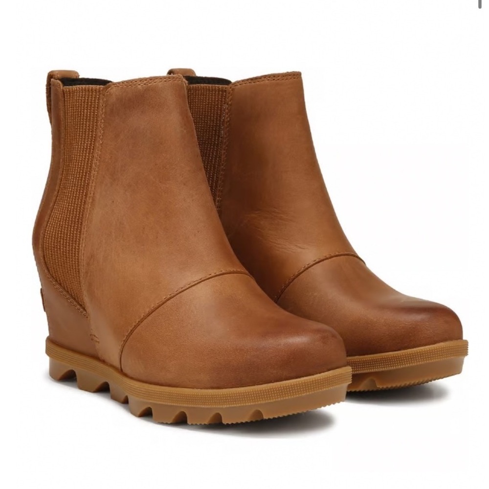 Sorel Joan Rhapsody Chelsea Wedge Boot 9 Tan Waterproof Leather